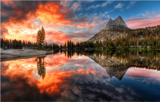 Wall Art - Tempered Glass 10192 Mountain Sunset Reflection